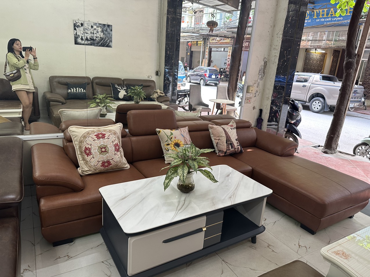 Sofa tựa gật gù ghế góc L da hàn