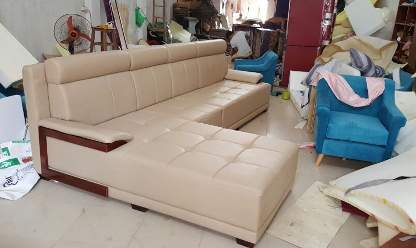 Bộ Sofa da góc cho phòng khách sang trọng