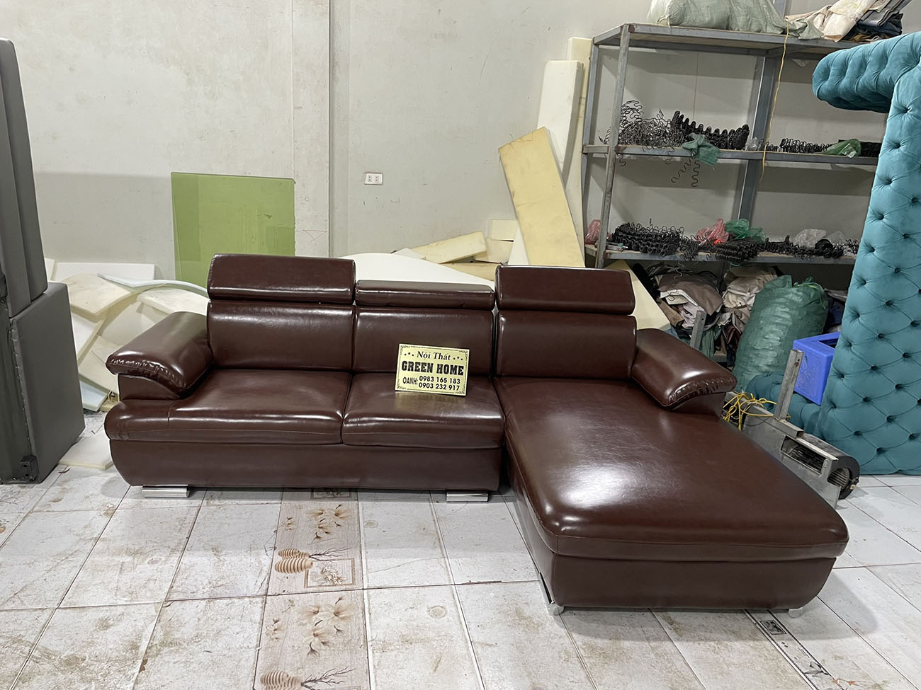 Ghế Sofa phòng khách tựa gật gù giá rẻ chữ L